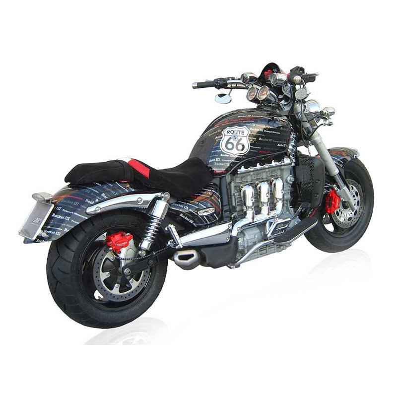 Echappement Aluminium Noir Embout Inox pour Triumph 2300 Rocket 3 (06-16)
