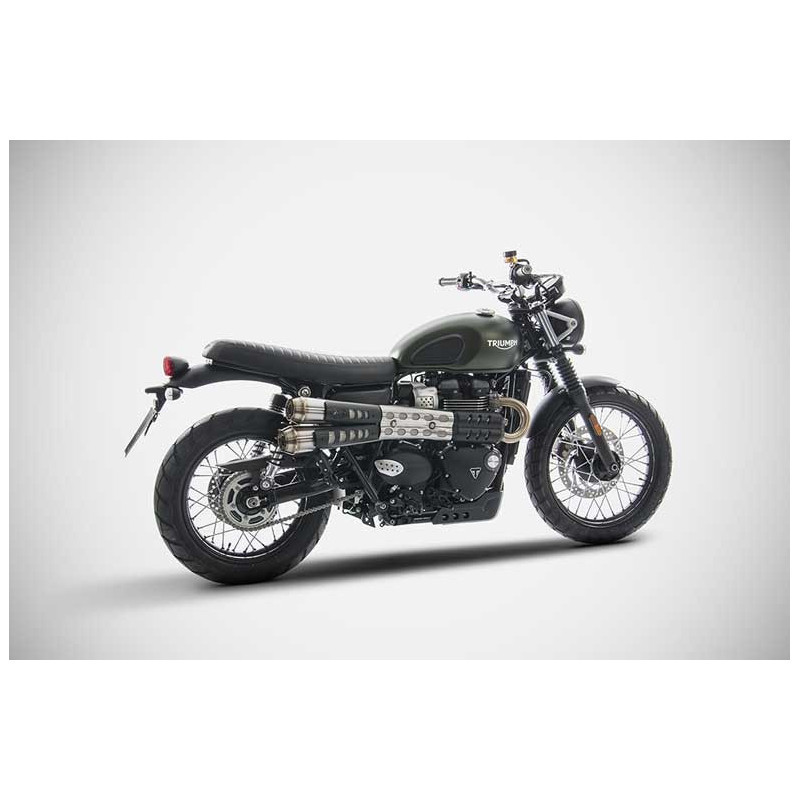 Double Silencieux Inox Embout Inox pour Triumph 900 Scrambler 900 (17-23)