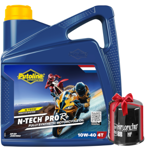 Huile moto Putoline N-Tech Pro R+ 10W40 Full Synthetic 4T 4 Litres + Filtre à Huile Offert