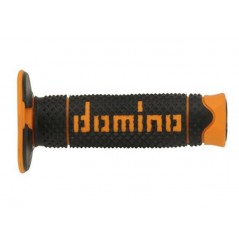 Poignée moto Off-Road Domino A260 Full Grip Noir - Orange