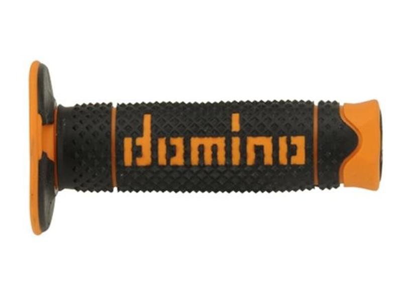 Poignée moto Off-Road Domino A260 Full Grip Noir - Orange