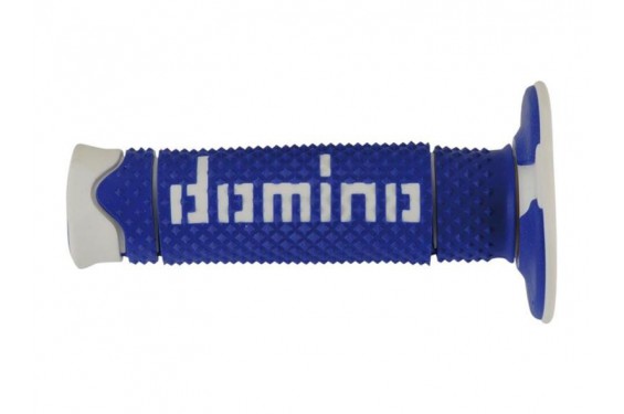 Poignée moto Off-Road Domino A260 Full Grip Bleu - Blanc
