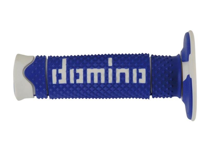 Poignée moto Off-Road Domino A260 Full Grip Bleu - Blanc