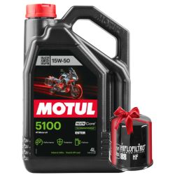 Huile Moto Motul 5100 4T 15W50 4 Litres + Filtre à Huile Offert