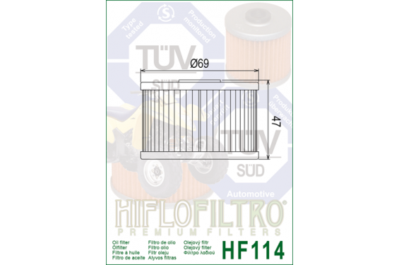 Filtre a Huile Quad Hiflofiltro HF114 pour Honda TRX 500 FA Fourtrax Rubicon (15-18)