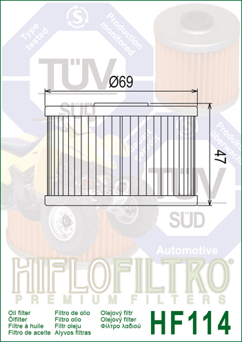 Filtre a Huile Quad Hiflofiltro HF114 pour Honda TRX 500 FA Fourtrax Rubicon (15-18)