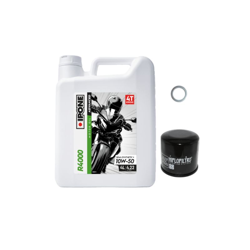 Pack Vidange Aprilia Tuareg 660 (21-25) - Ipone R4000 10w50 + HF565 + Joint 12mm Pack Vidange Aprilia Tuareg 660 (21-25) - Ipone R4000 10w50 + HF565 + Joint 12mm