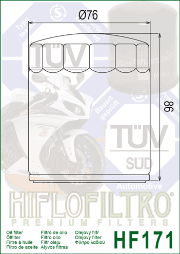 Filtre à huile Hiflofiltro Chrome - HF171C pour Harley Davidson FLHR 1450 Electra Glida Road King (99-11) - HF171C