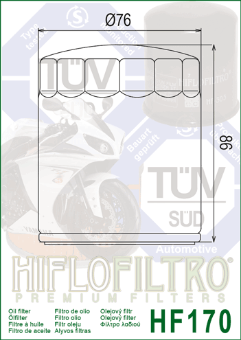 Filtre à huile Hiflofiltro Chrome - HF170C pour Harley Davidson XLH 1100 Sportster (86-04) - HF170C