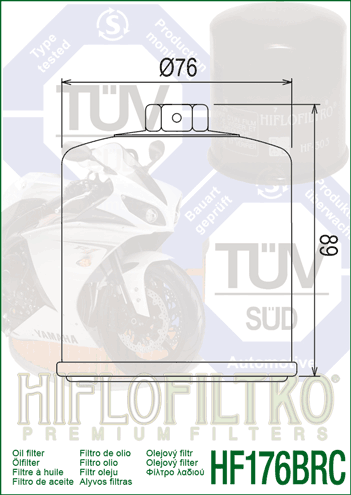 Filtre à huile Hiflofiltro - HF176BRC pour Harley Davidson PAN America (21-25) - HF176BRC
