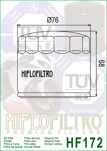 Filtre à huile Hiflofiltro Chrome - HF172C pour Harley Davidson XLH 1100 Sportster (80-84) - HF172C