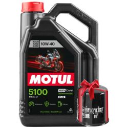 Huile moto Motul 5100 10W40 4 Litres + Filtre à Huile Offert