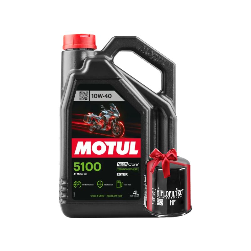 Huile moto Motul 5100 10W40 4 Litres + Filtre à Huile Offert Huile moto Motul 5100 10W40 4 Litres + Filtre à Huile Offert