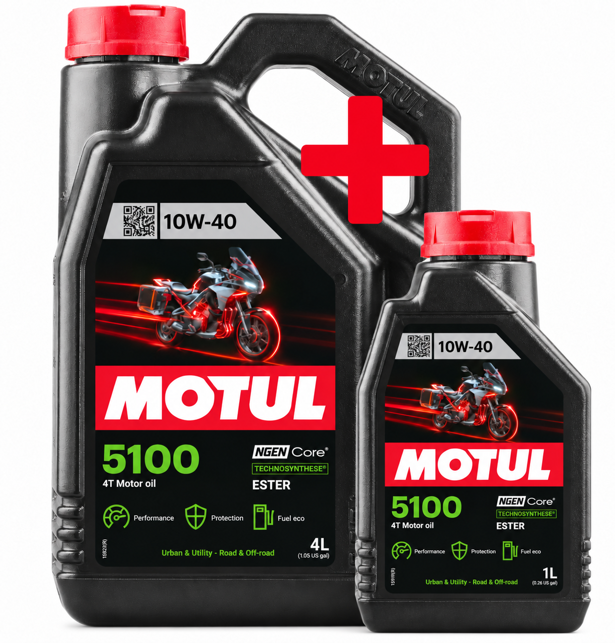 Huile Moto Motul 5100 4T 10W40 4L + 1 Litre Offert