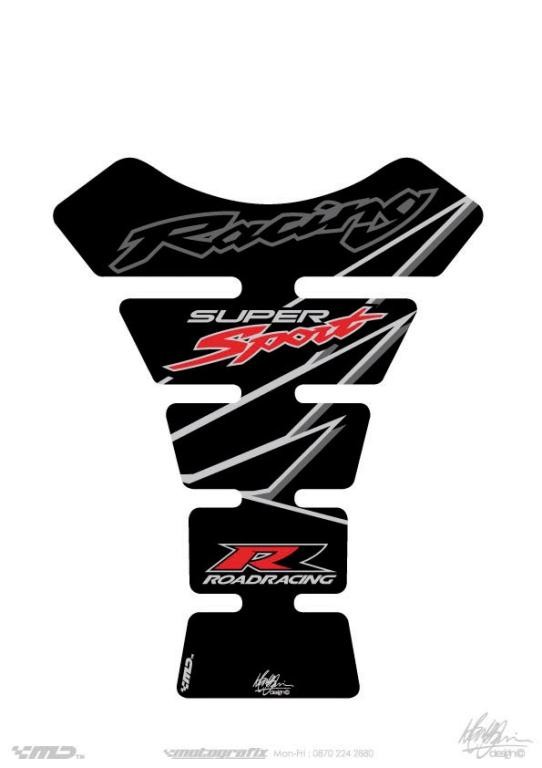 Protection de Réservoir Universel Moto Noir - Gris - Rouge pour Honda