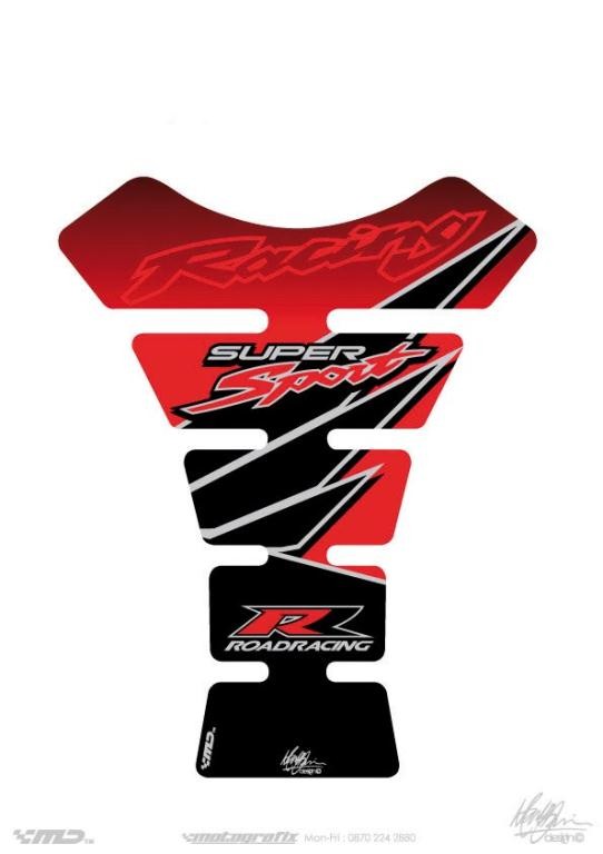 Protection de Réservoir Universel Moto Rouge - Noir pour Honda