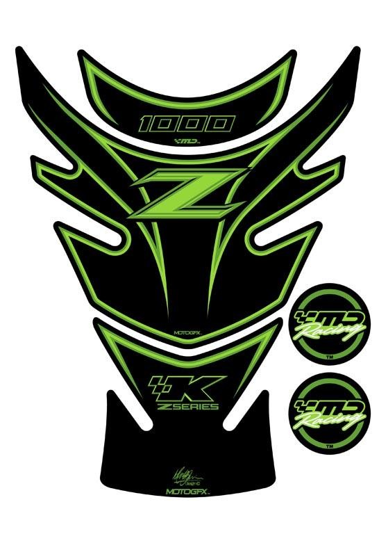 Protection de Réservoir Moto Vert pour Kawasaki Z 1000 (10-17)