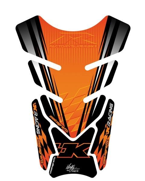 Protection de Réservoir Moto Universel Noir - Orange pour Kawasaki