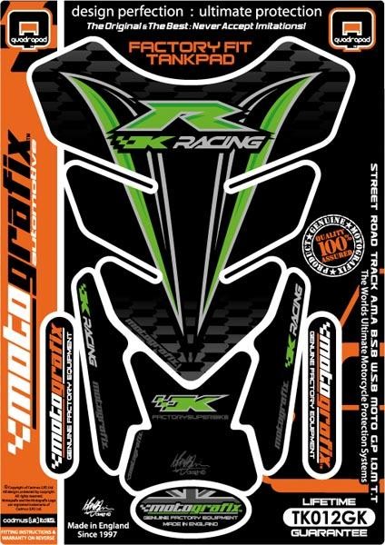 Protection de Réservoir Moto Universel Noir - Vert pour Kawasaki