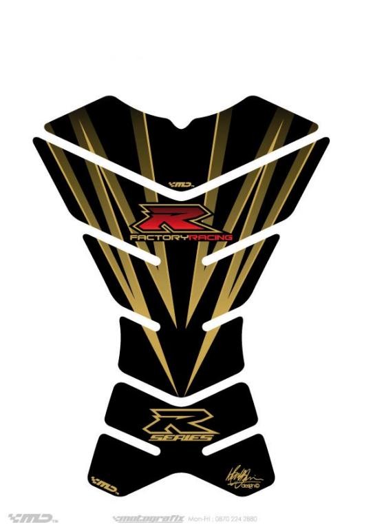 Protection de Réservoir Moto Universel Noir - Or pour Suzuki