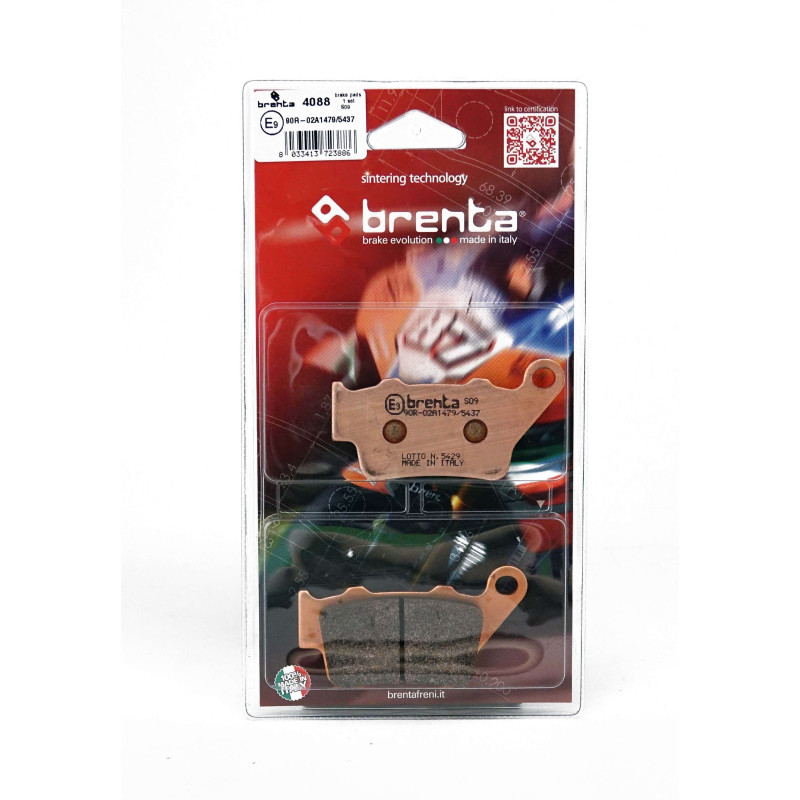Plaquettes de Frein Arrière Brenta pour Triumph Daytona 675 (13-17) - Métal Fritté - BR4088 Plaquettes de Frein Arrière Brenta pour Triumph Daytona 675 (13-17) - Métal Fritté - BR4088