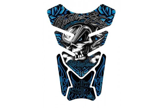 Protection de Réservoir Moto Universel Street DEATH OR GLORY Noir - Bleu