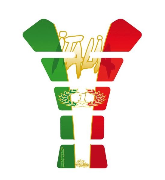 Protection de Réservoir Moto Universel Street ITALIA Vert - Blanc - Rouge