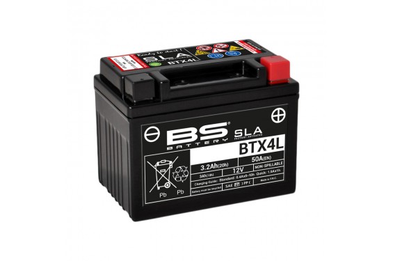 Batterie Moto BS BTX4L-SLA  (YTX4L-BS - CTX4L-BS)