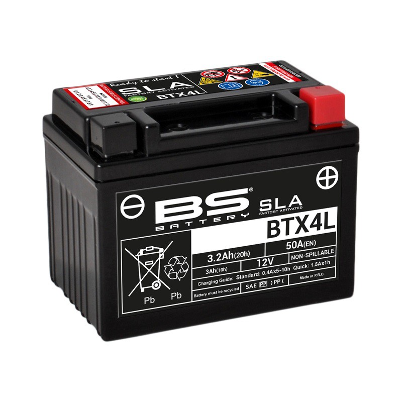 Batterie Moto BS BTX4L-SLA  (YTX4L-BS - CTX4L-BS)