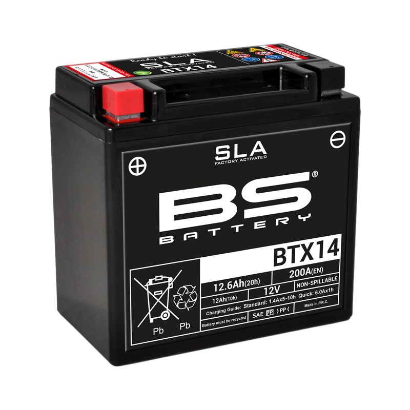 Batterie Moto BS BTX14-SLA  (YTX14-BS - CBTX14-BS)