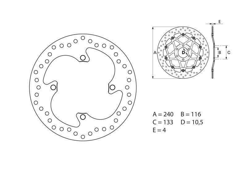 Disque de Frein Arrière Moto Brembo pour Kawasaki KX125 (03-08) KX250 (03-08)