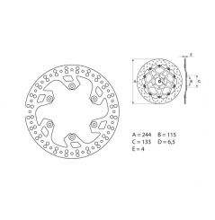 Disque de Frein Arrière Moto Brembo pour Yamaha YZ125 (02-24) YZ250 (02-24)