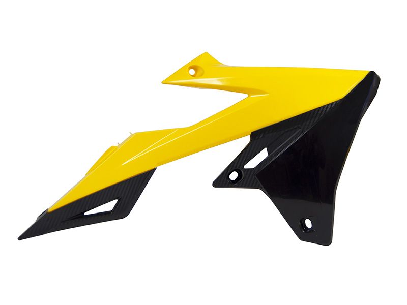 Ouie de Radiateur Jaune / Noir RaceTech Moto pour Suzuki RMZ250 (19-23) RMZ450 (18-23) R-CVRMZGINR18