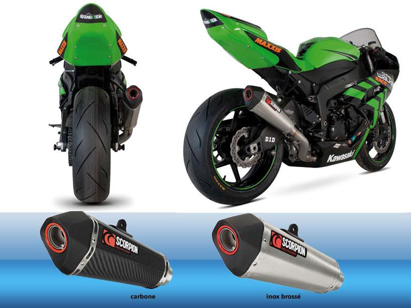 Silencieux Scorpion Serket Inox Kawasaki ZX6R, ZX636, ZX6RR (09-12)