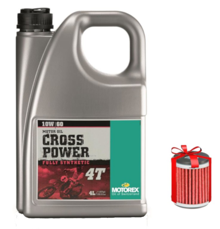 Huile Motorex Cross Power 4T 10W60 4 Litres + Filtre à Huile Offert