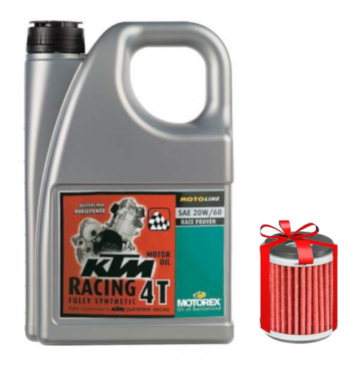 Huile Motorex KTM Racing 4T 20W60 4 Litres + Filtre à Huile Offert