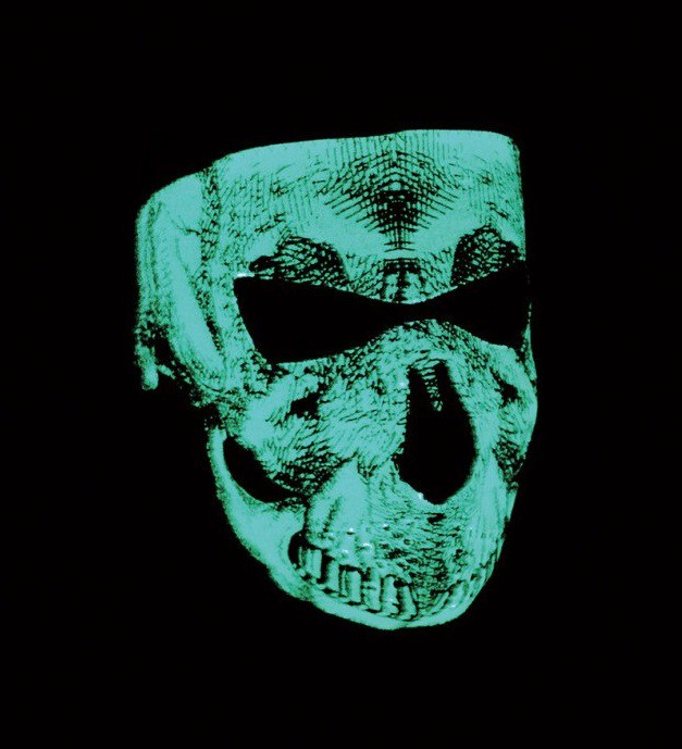 Masque Facial Néoprène ZANHEADGEAR Skull Face Phosphorescent Moto - Quad - Scooter