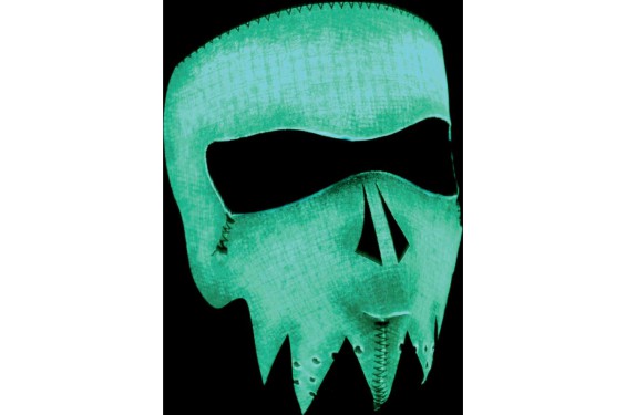 Masque Facial Néoprène ZANHEADGEAR Fang Skull Face Phosphorescent Moto - Quad - Scooter