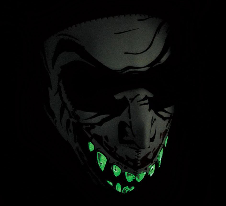 Masque Facial Néoprène ZANHEADGEAR Vampire Phosphorescent Moto - Quad - Scooter