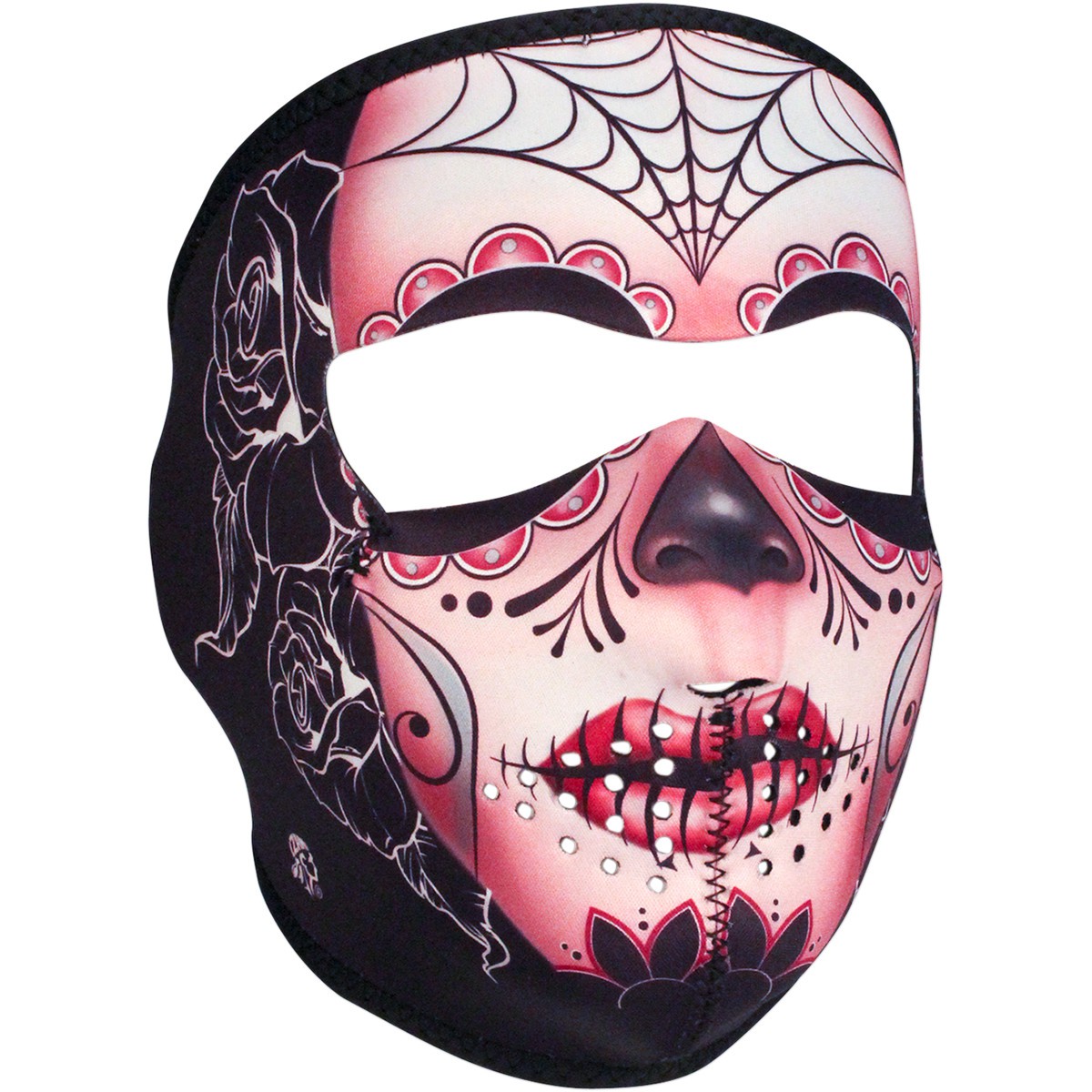 Masque Facial Néoprène ZANHEADGEAR Sugar Skull Moto - Quad - Scooter