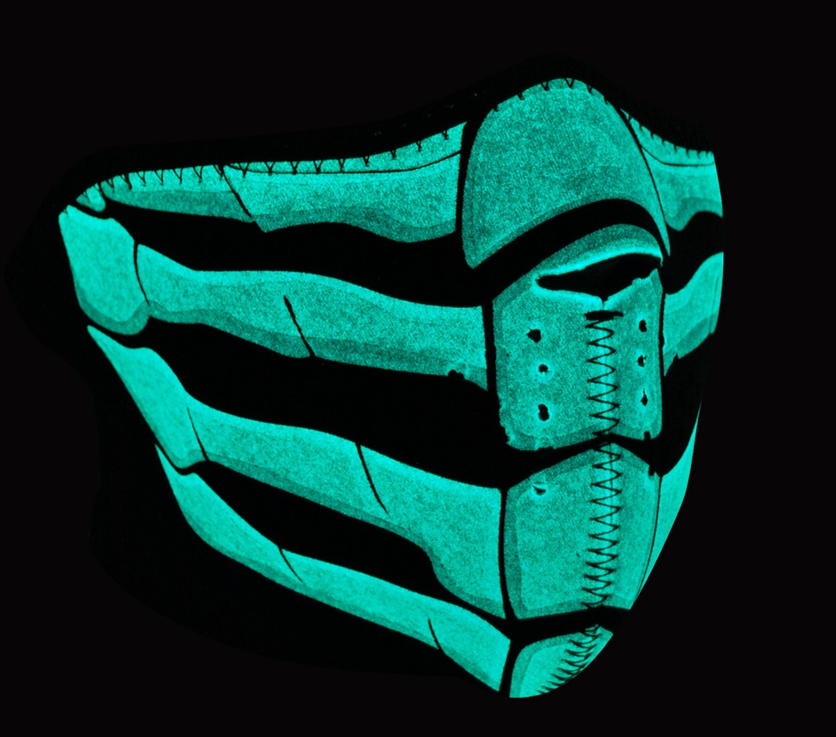 1/2 Masque Facial Néoprène ZANHEADGEAR Bone Breath Phosphorescent Moto - Quad - Scooter
