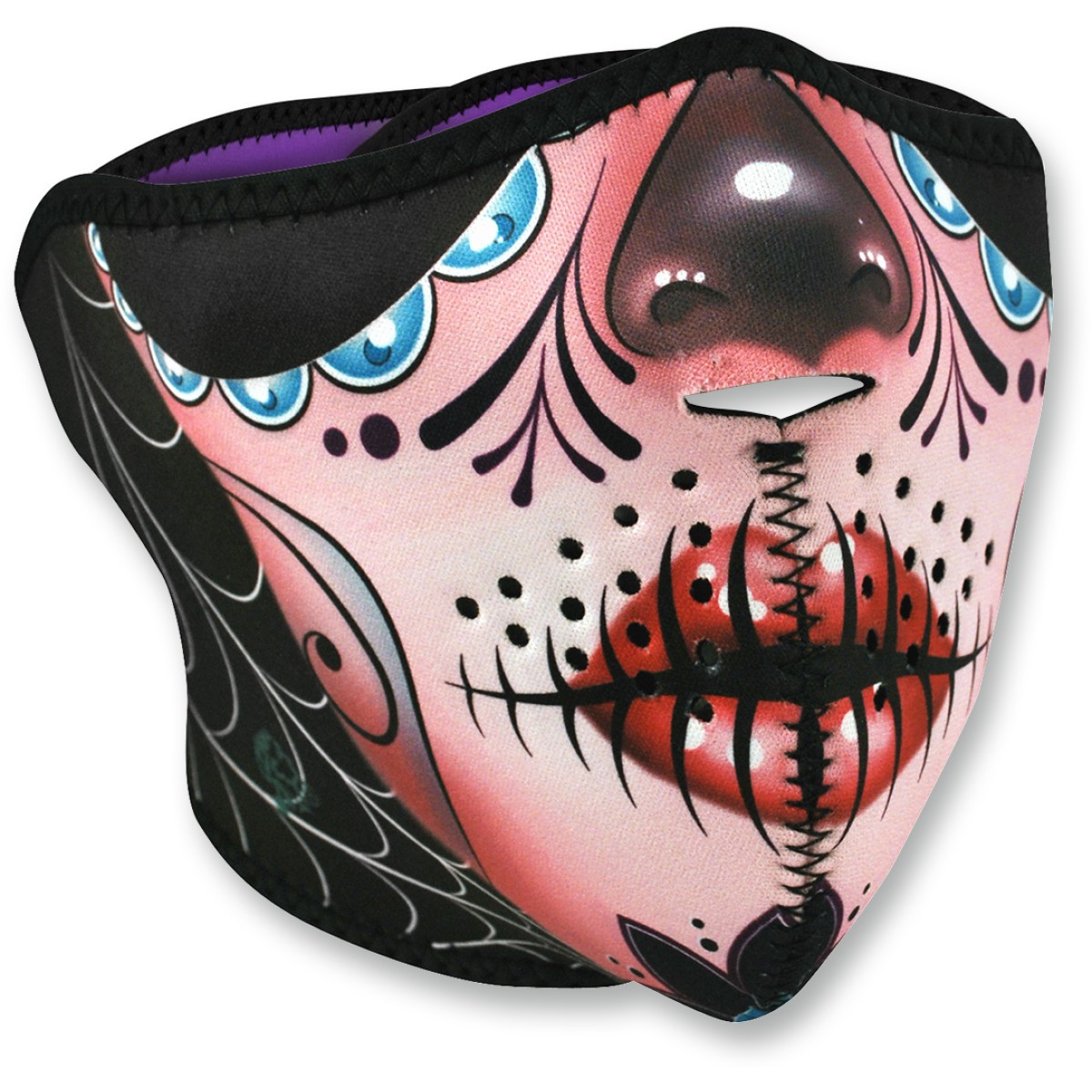1/2 Masque Facial Néoprène ZANHEADGEAR Sugar Skull Moto - Quad - Scooter