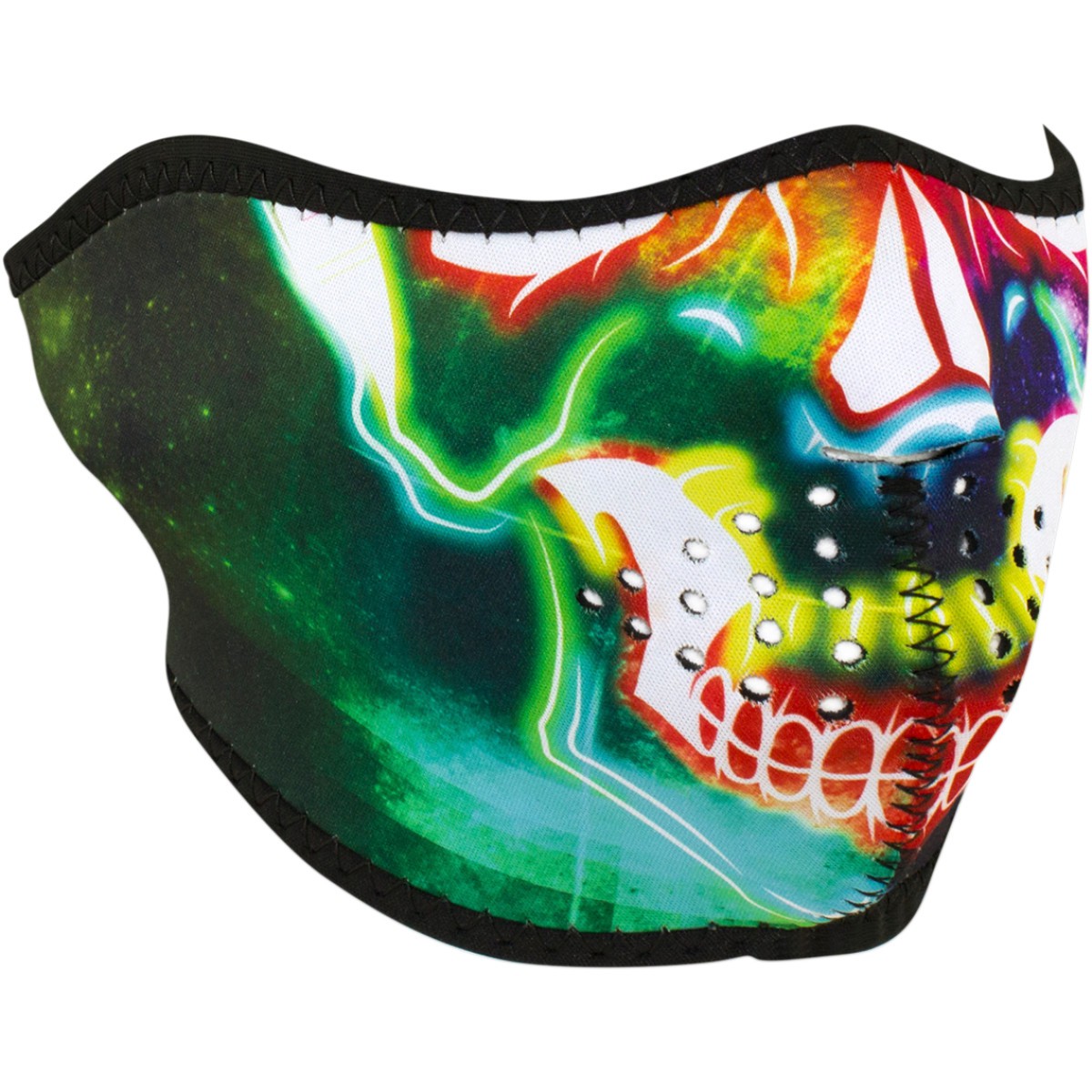 1/2 Masque Facial Néoprène ZANHEADGEAR Neon Skull Moto - Quad - Scooter