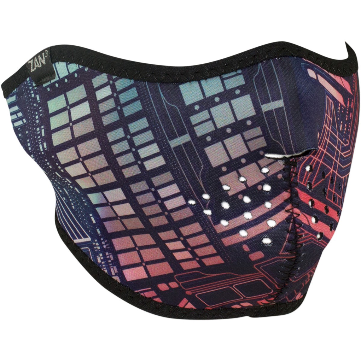 1/2 Masque Facial Néoprène ZANHEADGEAR Neon Circuit Moto - Quad - Scooter