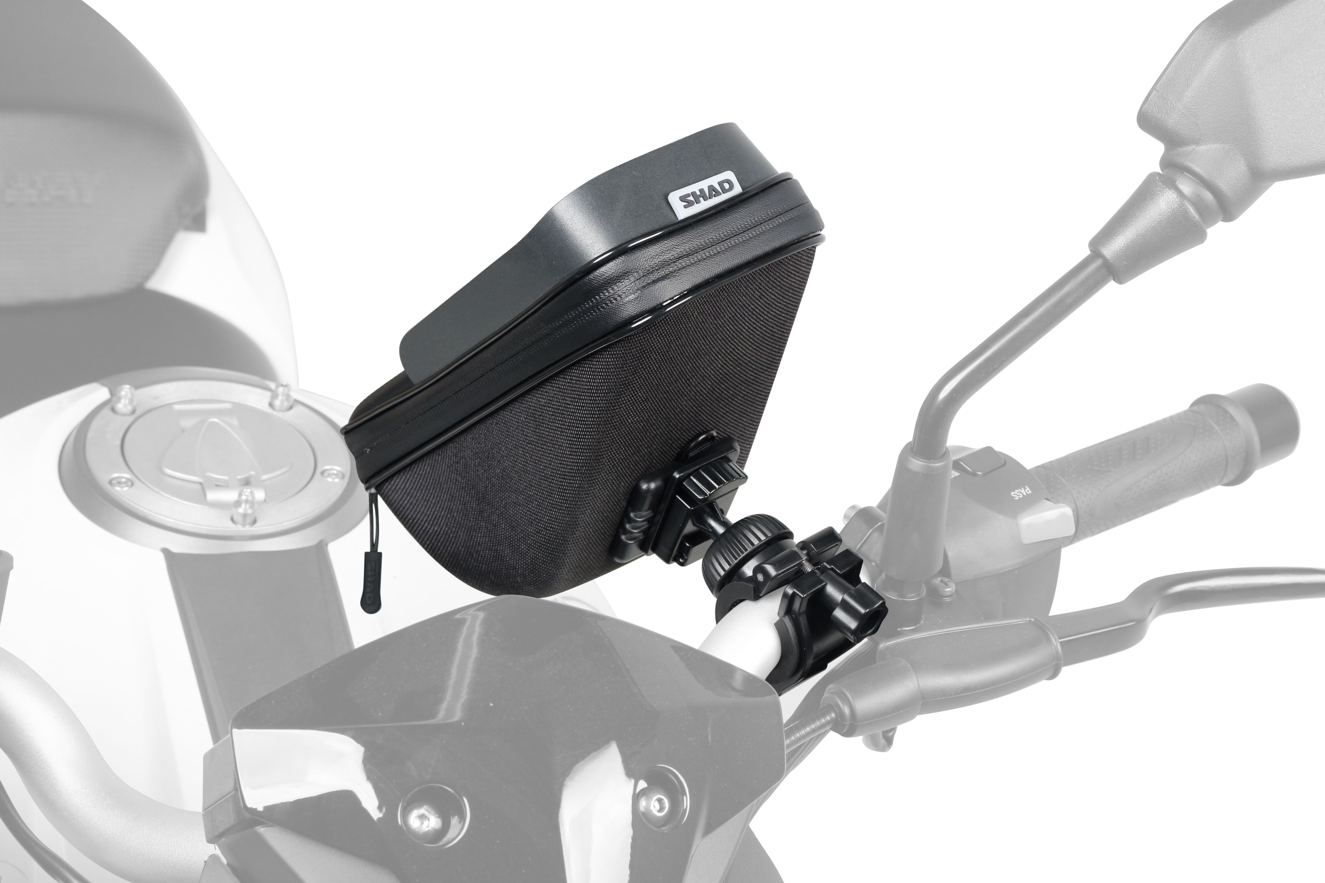 Support Smartphone avec poche Moto Étanche Shad Fixation au Guidon, dimension écran 6.6" 18x9cm