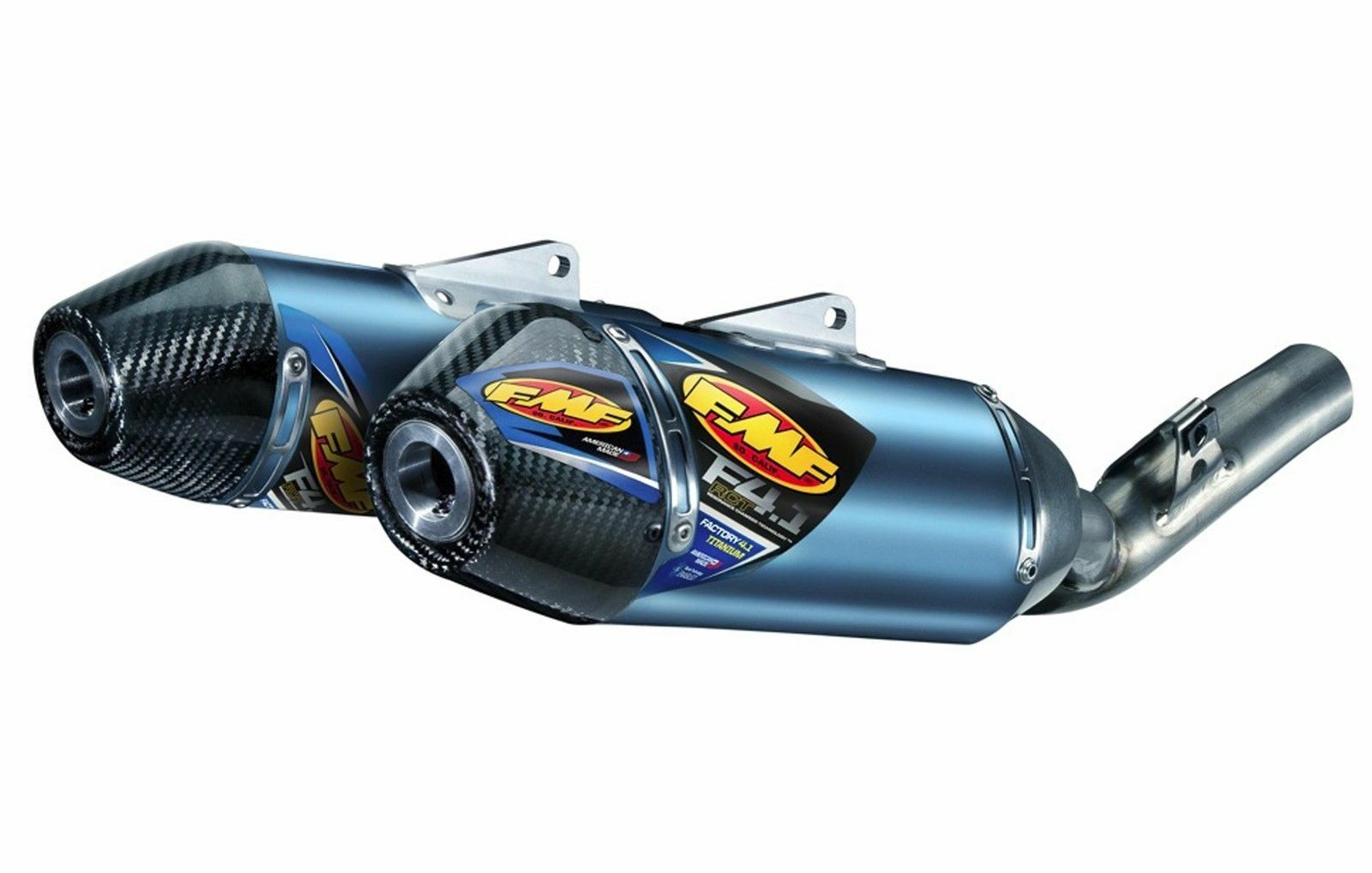 Double Silencieux FMF Factory 4.1 RCT Titane bleu / Carbone pour Honda CRF250 R (14-17)