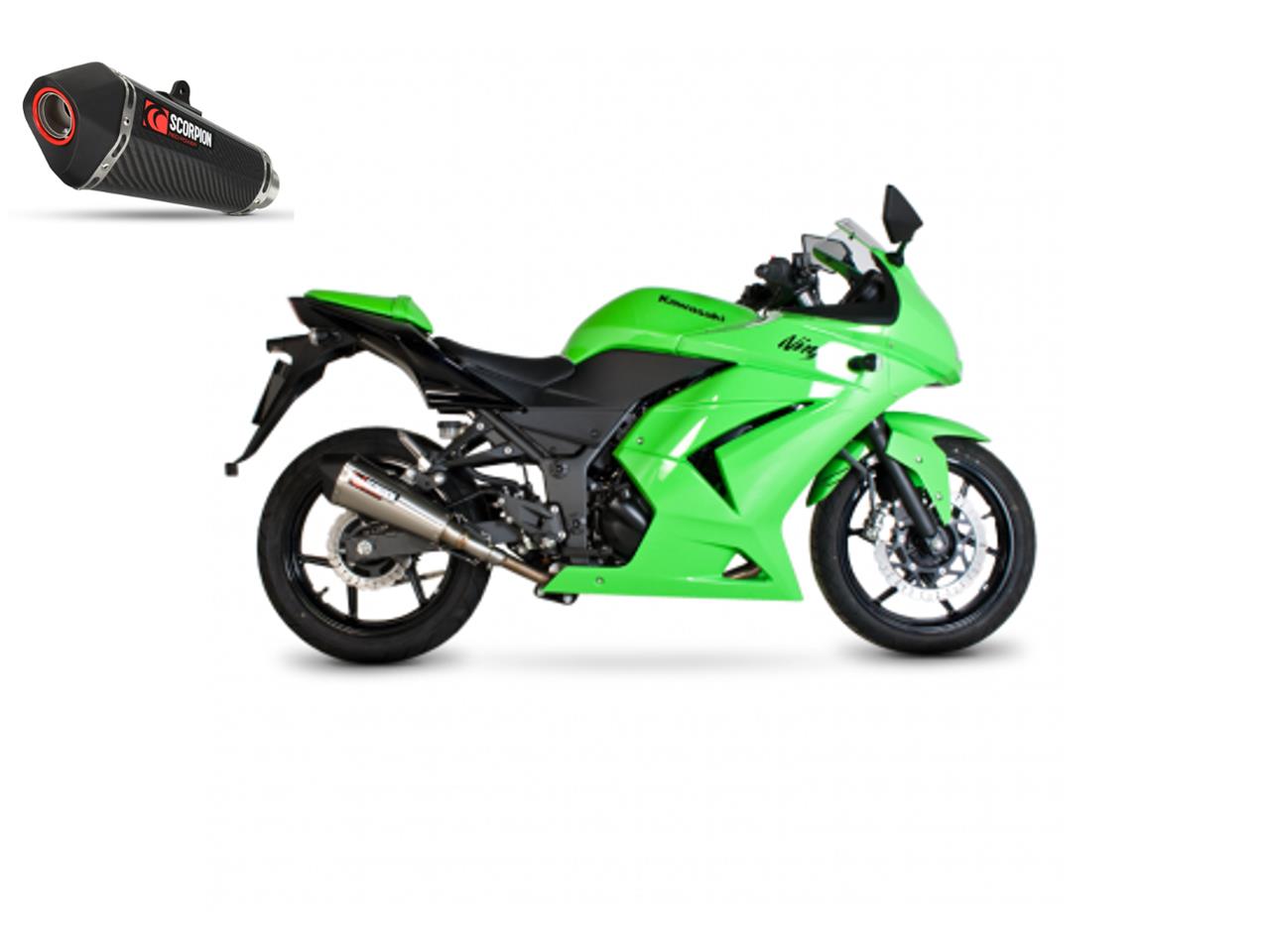 Silencieux d'échappement Moto Scorpion Serket Carbone pour Kawasaki Ninja 250 (08-12)