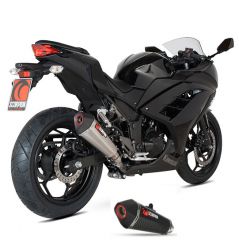 Silencieux d'échappement Moto Scorpion Serket Carbone pour Kawasaki Ninja 300 (12-17) Z300 (15-19)