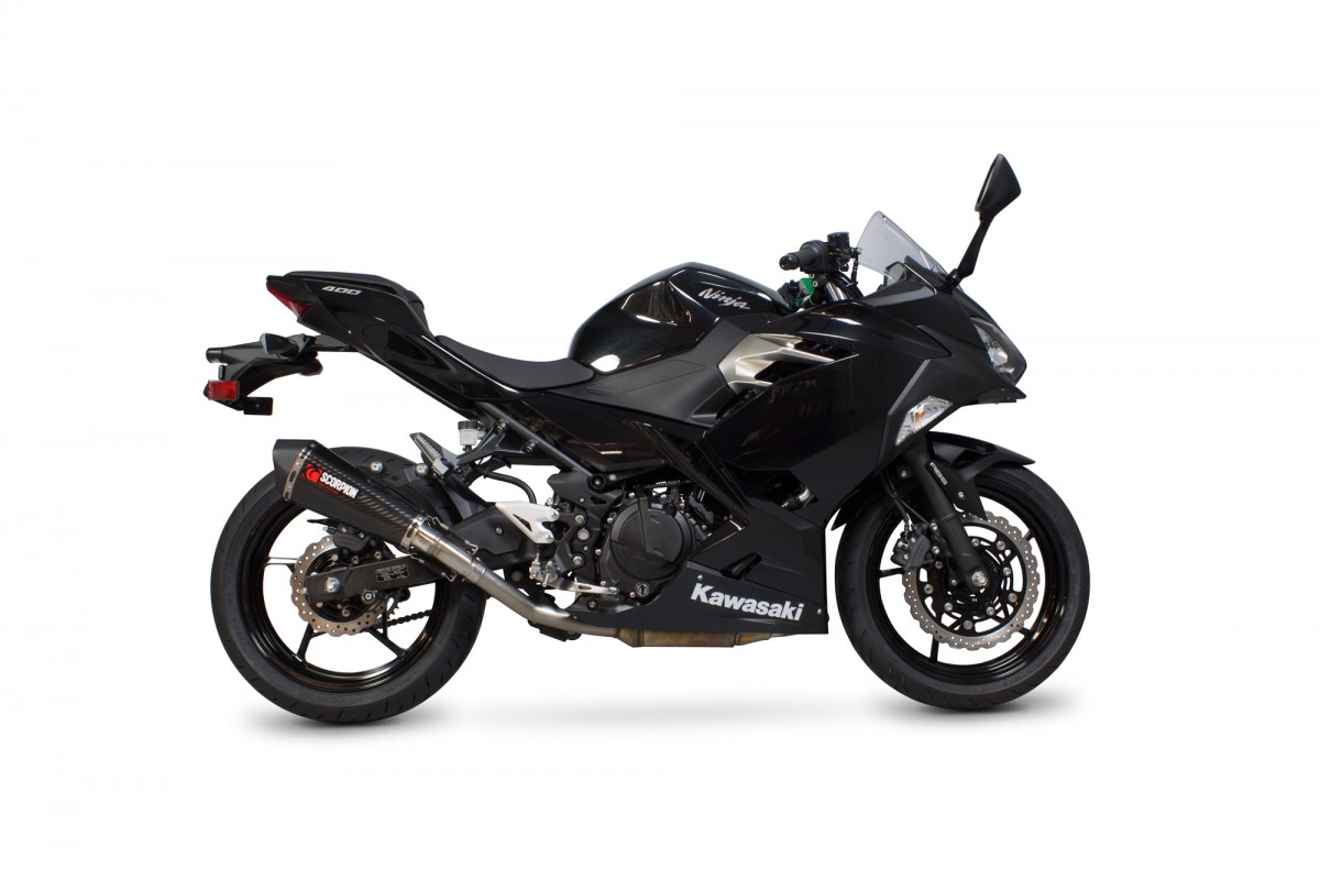 Silencieux d'échappement Moto Scorpion Serket Carbone pour Kawasaki Ninja 400 (18-19)