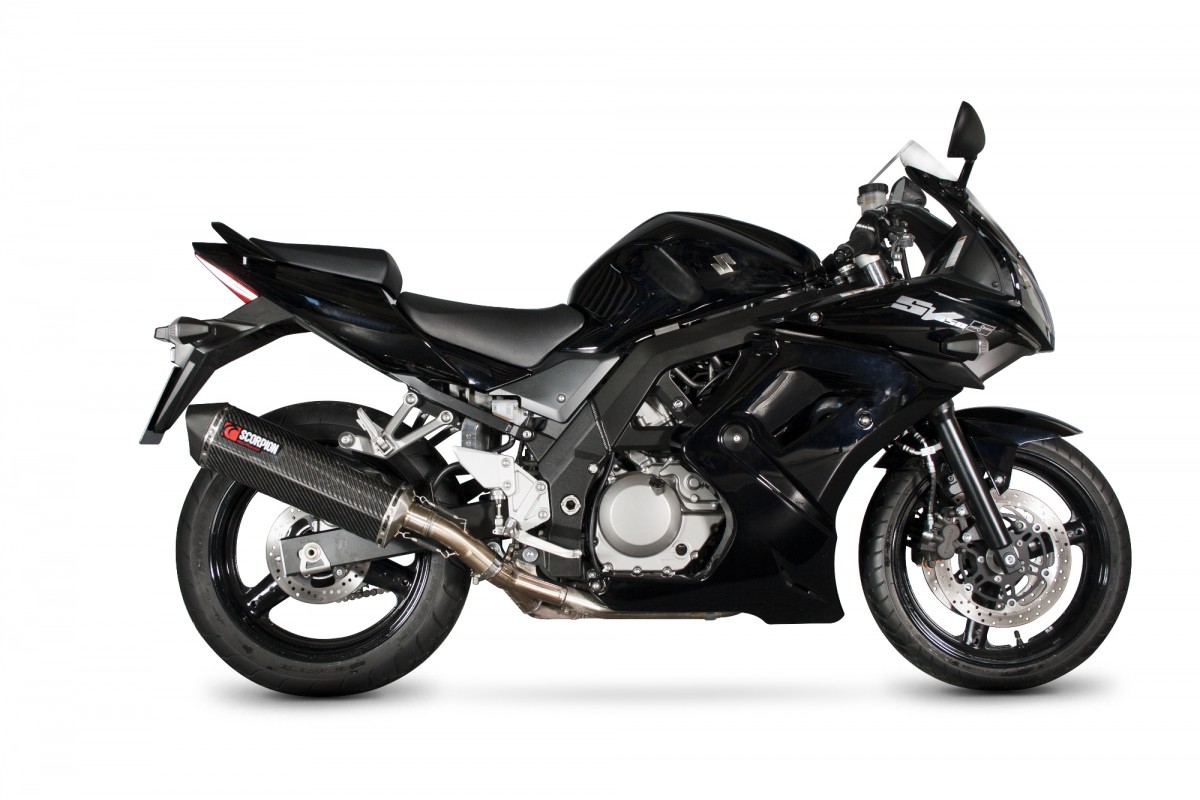 Silencieux d'échappement Moto Scorpion Serket Carbone pour Suzuki SV650 N, S (04-09)